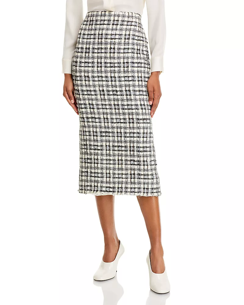 Thom Browne Organza Lace Ribbon Tweed Pencil Skirt