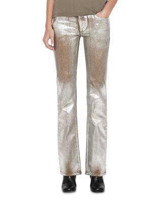 Zoe Cotton Stretch Low Rise Bootcut Jeans in Silver Khaki