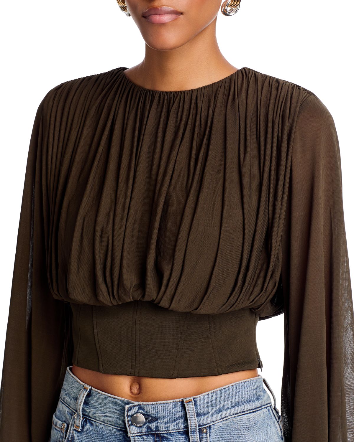 Riley Gathered Cropped Long Sleeve Top thumbnail 4