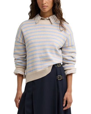 Cara Cotton & Cashmere Striped Crewneck Sweater