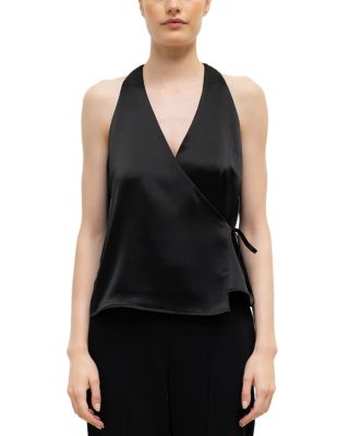 Barb Sleeveless Satin Wrap Top
