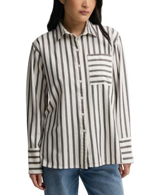 Striped Stretch Cotton Button Up Shirt