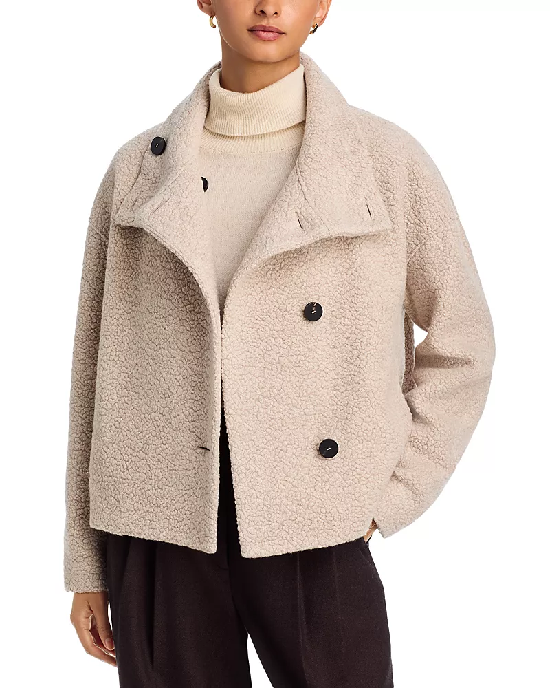 Harris Wharf London Boucle Cropped Funnel Jacket