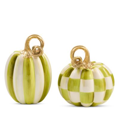 Check and Stripe Petite Pumpkins, Set of 2