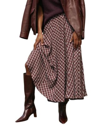  Women's Checked Midi Skirt