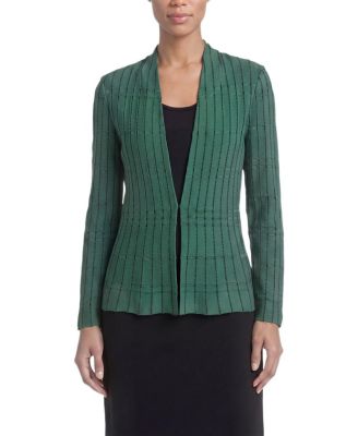 Ming Wang Petite Dotted Stripe Peplum Knit Jacket
