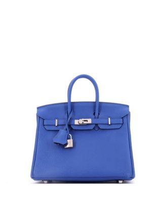 Birkin 25 Handbag Blue Togo with Palladium Hardware