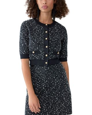 Embellished Silk & Wool Cropped Cardigan