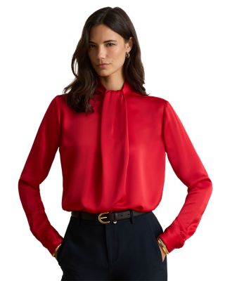 Pleated Satin Charmeuse Blouse