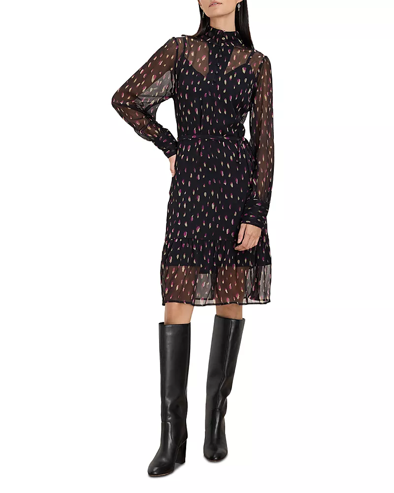 Nic+Zoe Petal Pusher Sheer Floral Chiffon Dress