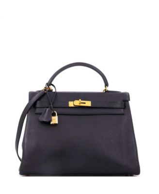 Kelly 32 Handbag Black Ardennes with Gold Hardware