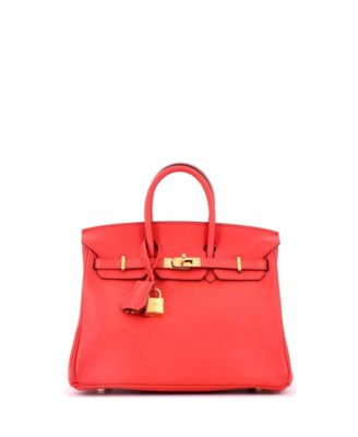 Pre-Owned HERMES Birkin 25 Handbag Red Swift with Gold Hardware