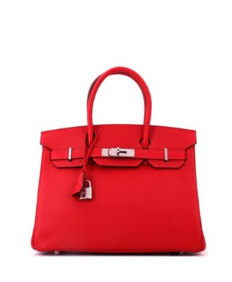 Birkin 30 Handbag Red Epsom with Palladium Hardware