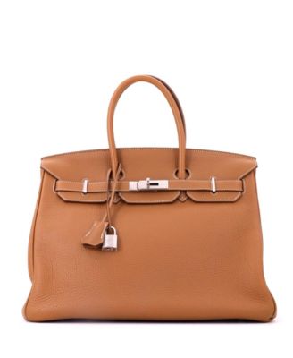 Birkin 35 Handbag Brown Togo with Palladium Hardware