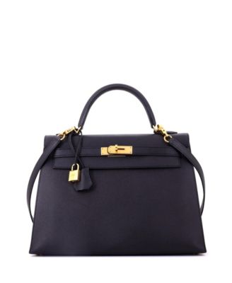 Kelly 32 Handbag Black Epsom with Gold Hardware
