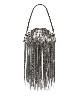 Manta Metallic Leather Fringed Clutch