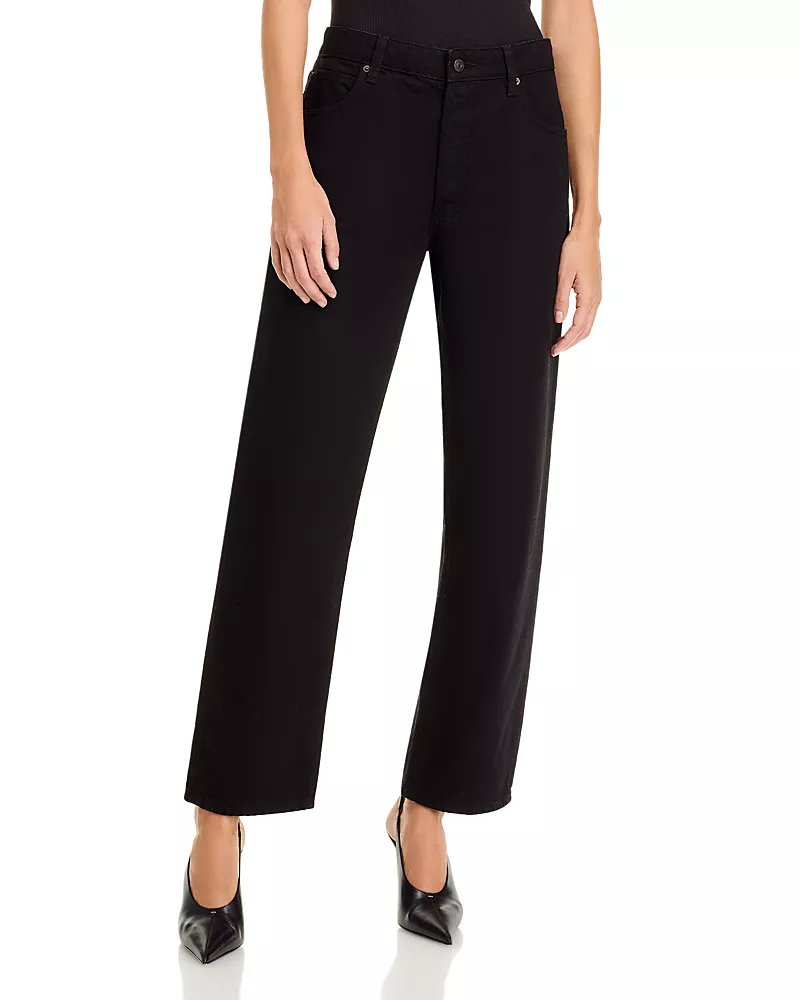 Frame The Essential High Rise Straight Jeans in Black