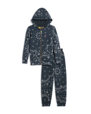 Unisex Bandana Print Zip Hoodie & Jogger Sweatpants - Little Kid, Big Kid