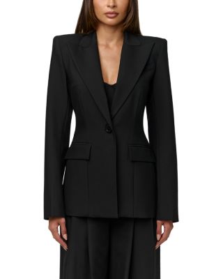 Power Shoulder Fitted Suit Blazer