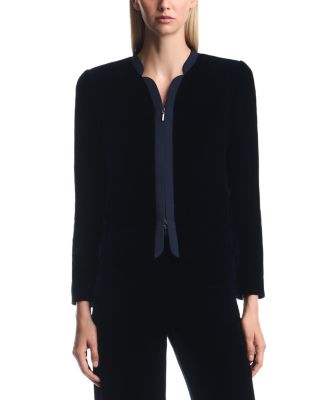 Zip Front Velvet Blazer
