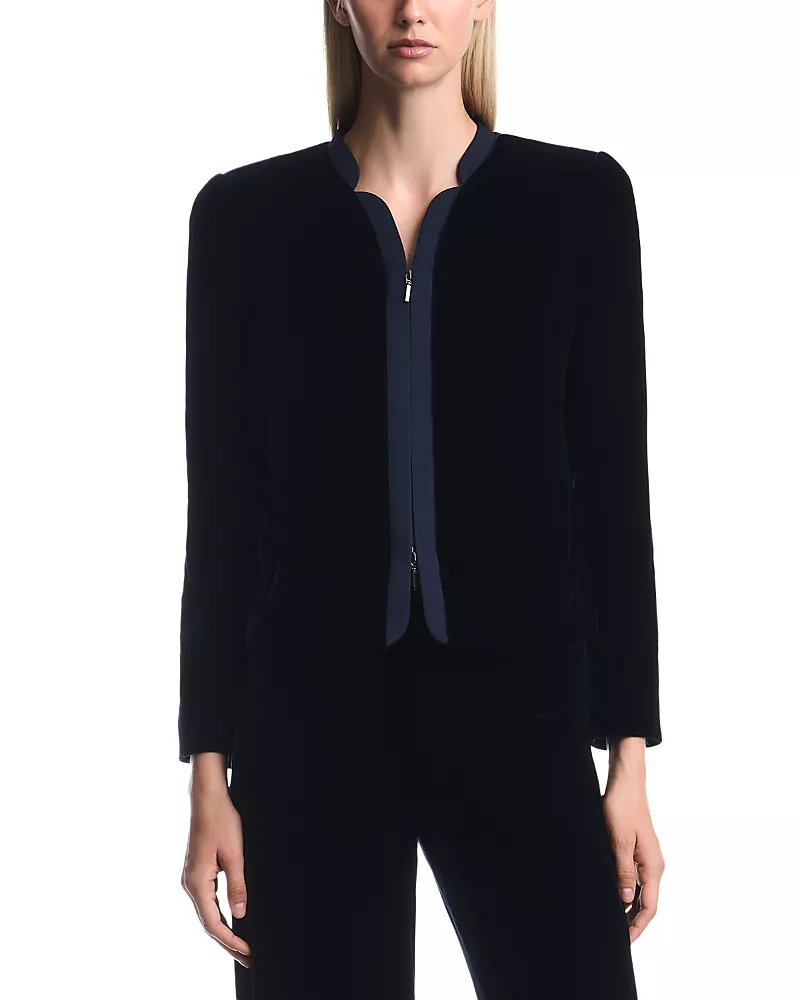 Emporio Armani Zip Front Velvet Blazer