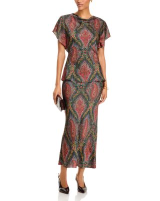 Redgrave Cowl Neck Short Sleeve Top & Clover Midi Skirt