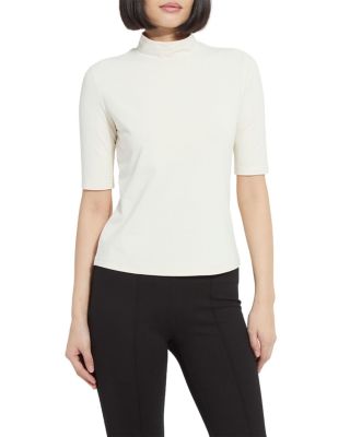 Clara Mock Neck Elbow Sleeve Top