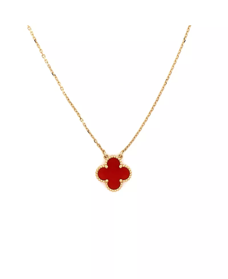 Pre-Owned Van Cleef & Arpels Vintage Alhambra Pendant Necklace 18K Gold and Carnelian, 16.5