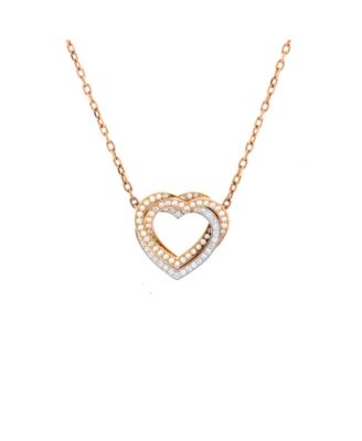 Pre-Owned Cartier Trinity de Cartier Heart Pendant Necklace 18K Tricolor Gold with Pave Diamonds, 16.25