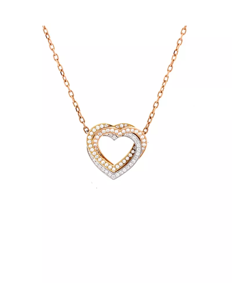Pre-Owned Cartier Trinity de Cartier Heart Pendant Necklace 18K Tricolor Gold with Pave Diamonds, 16.25