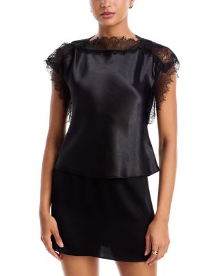 Lace Trim Satin Top - Exclusive