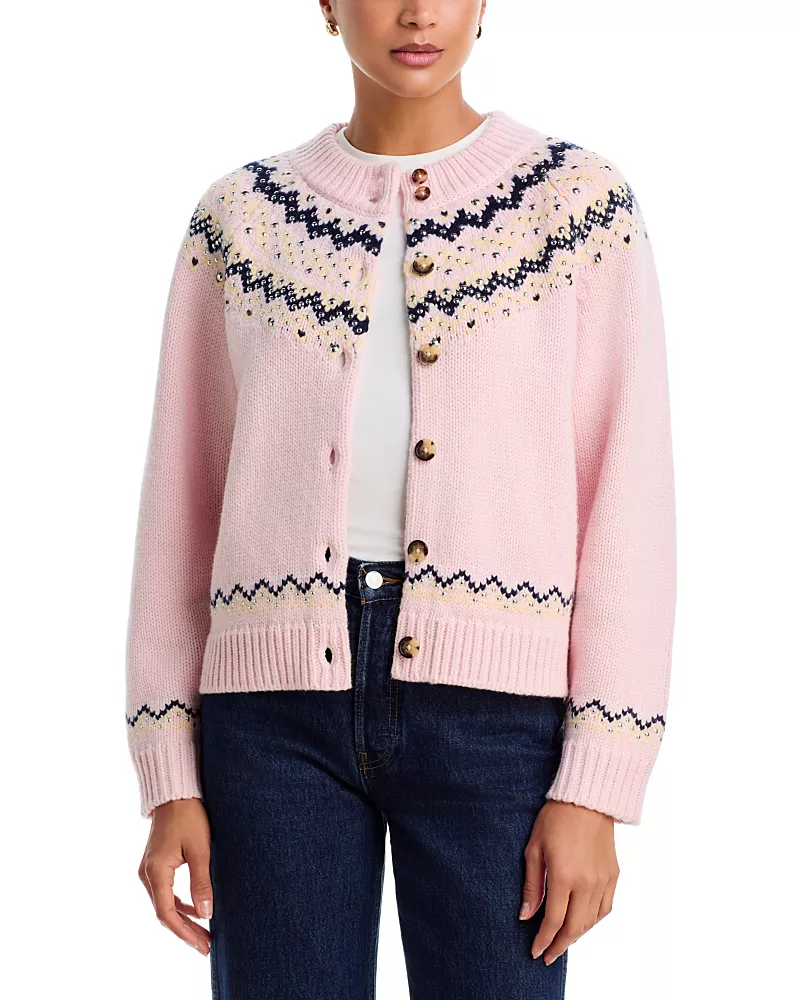 rag & bone Fallon Crewneck Studded Fair Isle Cardigan