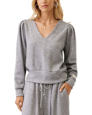 Fifteen Twenty Cambria Pleated Sleeve V Neck Sweater