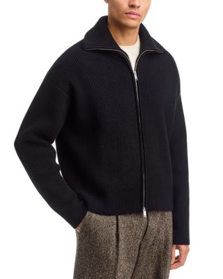 Studio Nicholson Ribbed Merino Wool Full Zip Sweater