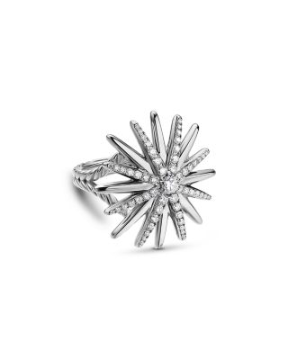 David Yurman Starburst Ring in Sterling Silver with Diamonds, 25mm