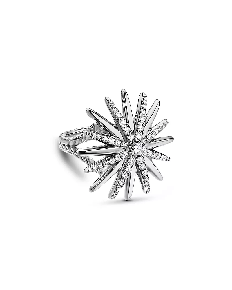 David Yurman Starburst Ring in Sterling Silver with Diamonds, 25mm