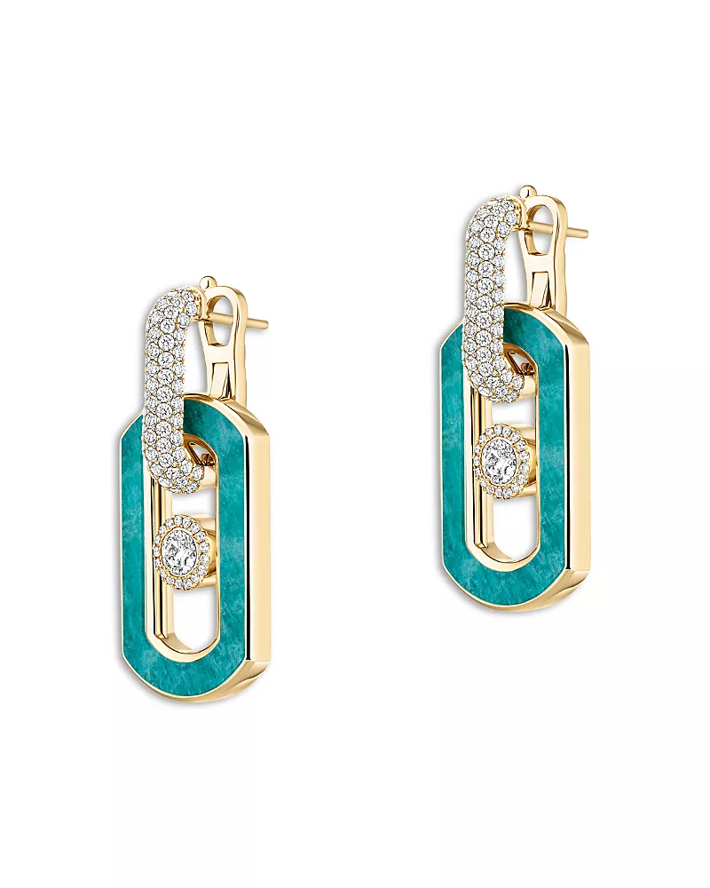Messika 18K Yellow Gold So Move Amazonite & Diamond Moving Open Drop Earrings