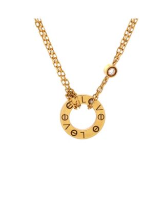  2 Diamonds Love Pendant Necklace 18K Gold and Diamonds, 16.25"