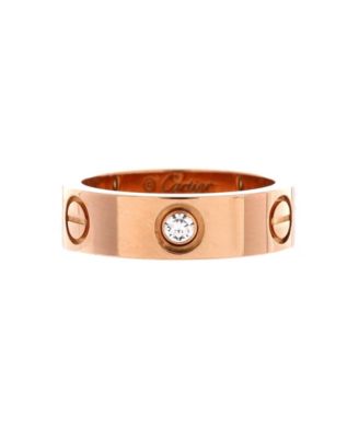  Love 3 Diamonds Band Ring 18K Rose Gold with Diamonds