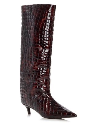 Women's Lychee Leather Knee High Boots