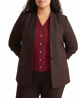 Women's Plus Lennox Collarless Ponte Blazer
