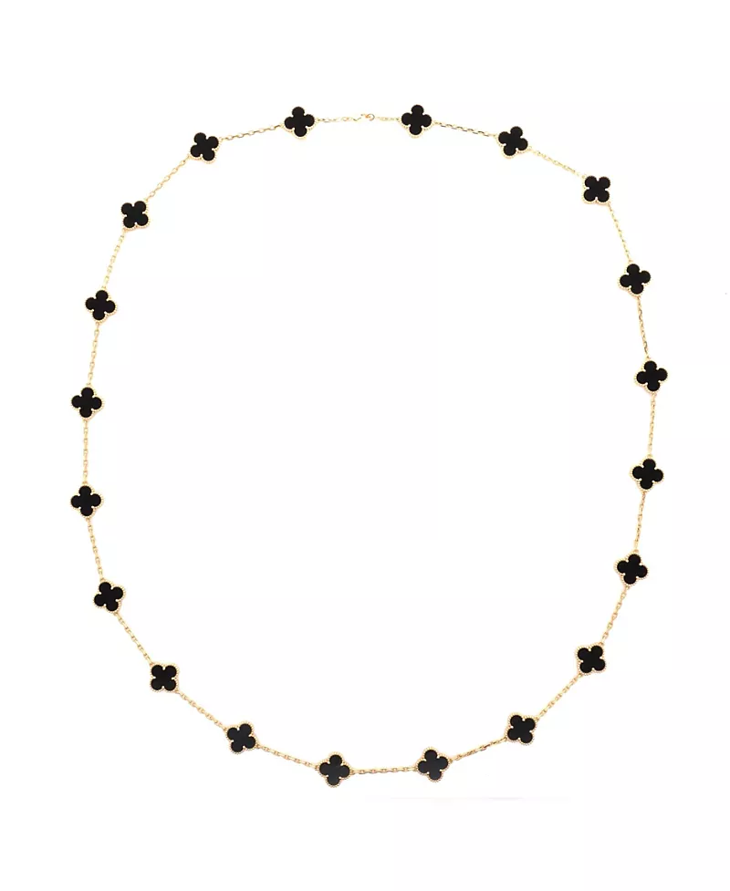 Pre-Owned Van Cleef & Arpels Vintage Alhambra 20 Motifs Necklace 18K Gold and Onyx, 33.75