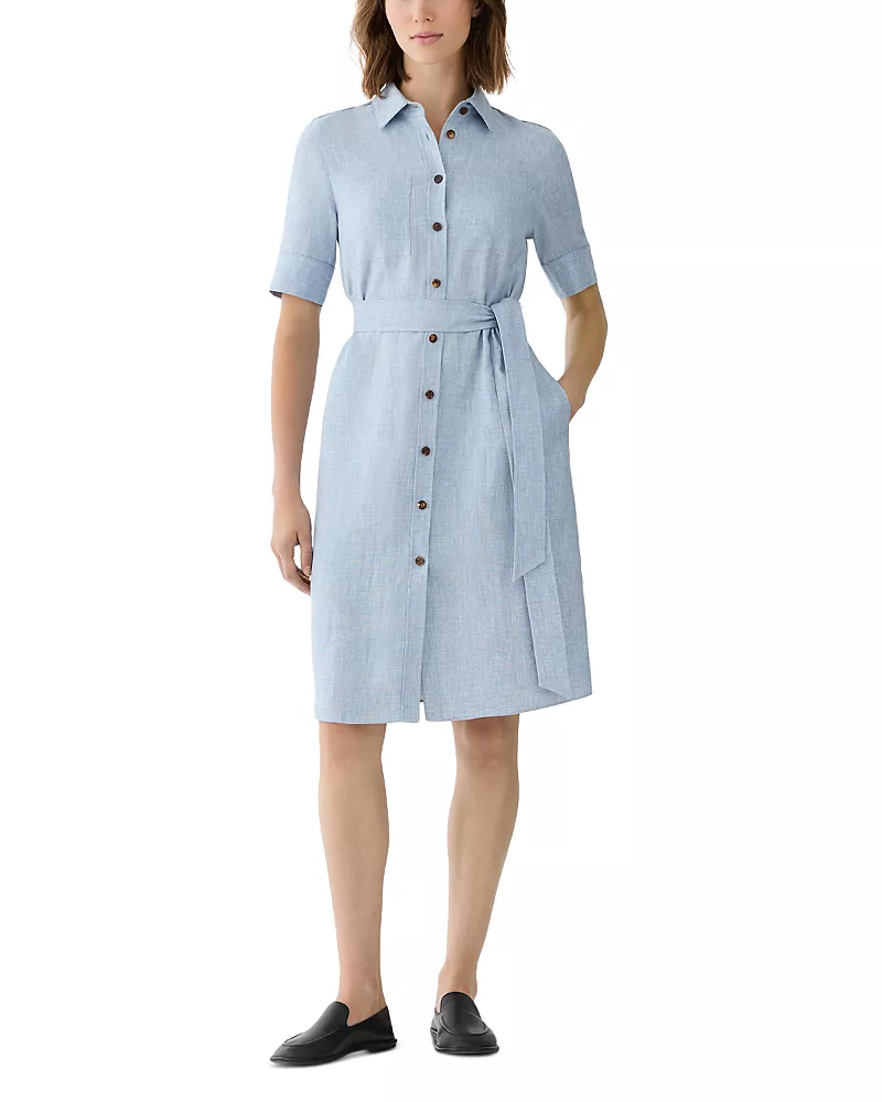 Lafayette 148 New York Belted Linen Shirtdress