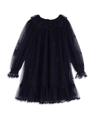 Girls' Ceremony Embroidered Ruffled Long Sleeve Dress – Big Kid