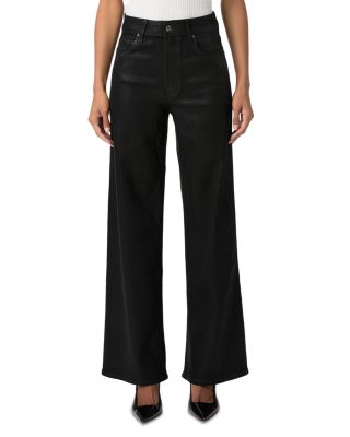 Anessa High Rise Coated Wide Leg Jeans in Black Fog