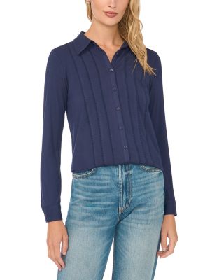 Scalloped Collared Long Sleeve Top