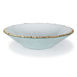 Annieglass Edgey Round Bowl In Clear Glass/gold Trim