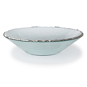 Annieglass Edgey Round Bowl In Clear Glass/platinum Trim