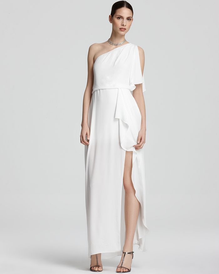 BCBGMAXAZRIA One Shoulder Gown Kendal Ruffle Bloomingdale s