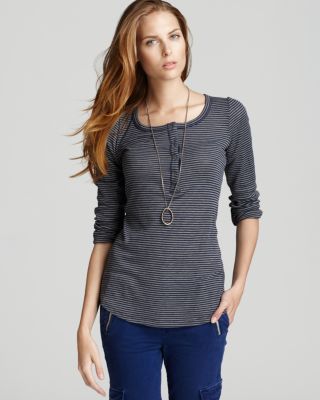 Splendid - Splendid Top - Mini Stripe Thermal Henley